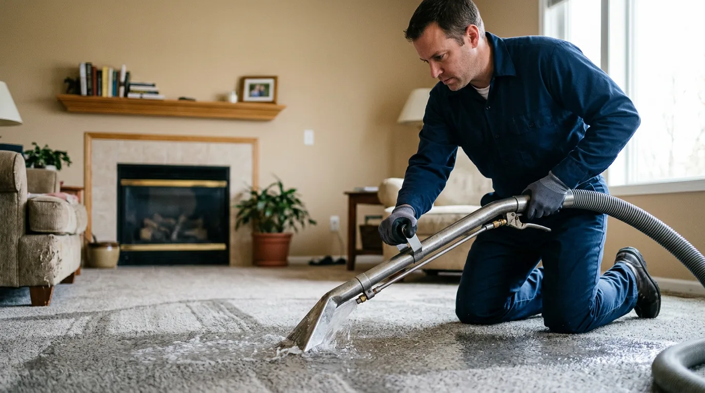 Water damage restoration technician working near Madison, NC